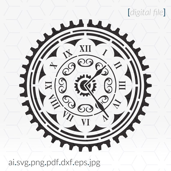 Steampunk Clock SVG for Printing and Cutting Projects, Steampunk