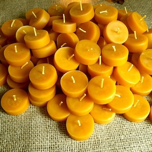 Beeswax Tealight Candles Refills / 100% Pure Beeswax Tealight Candles / Beeswax Tealights free of Cups / Meditation Church Tealight Candles