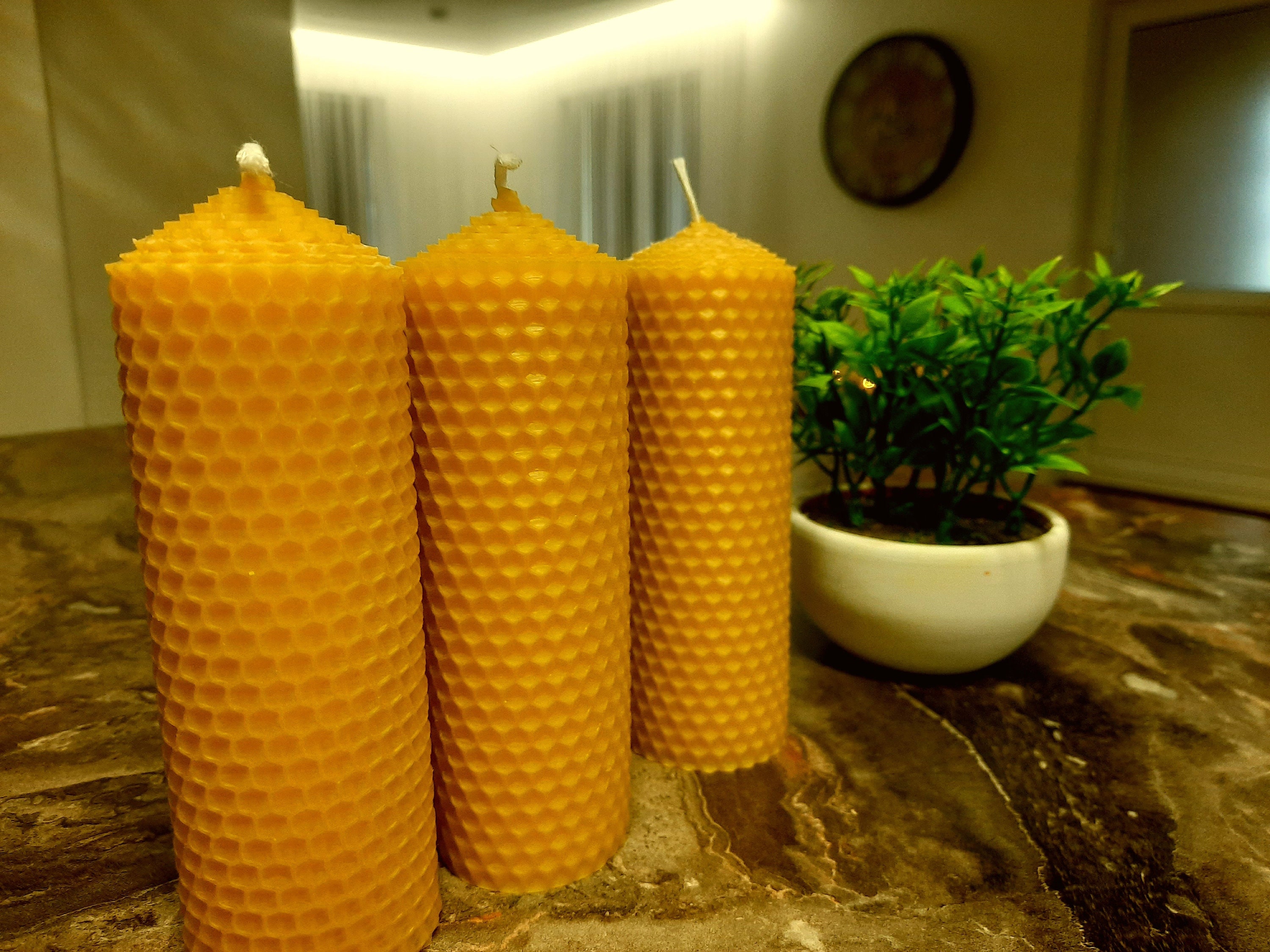 50 Pcs Bulk Beeswax Candles / Pure Beeswax Candles / Wholesale Beeswax  Candles / Bulk Beeswax Pillar Candles / Bulk Massage Beewax Candles 