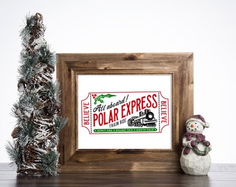 The Polar Express Ticket Christmas  Digital Art Print Decor