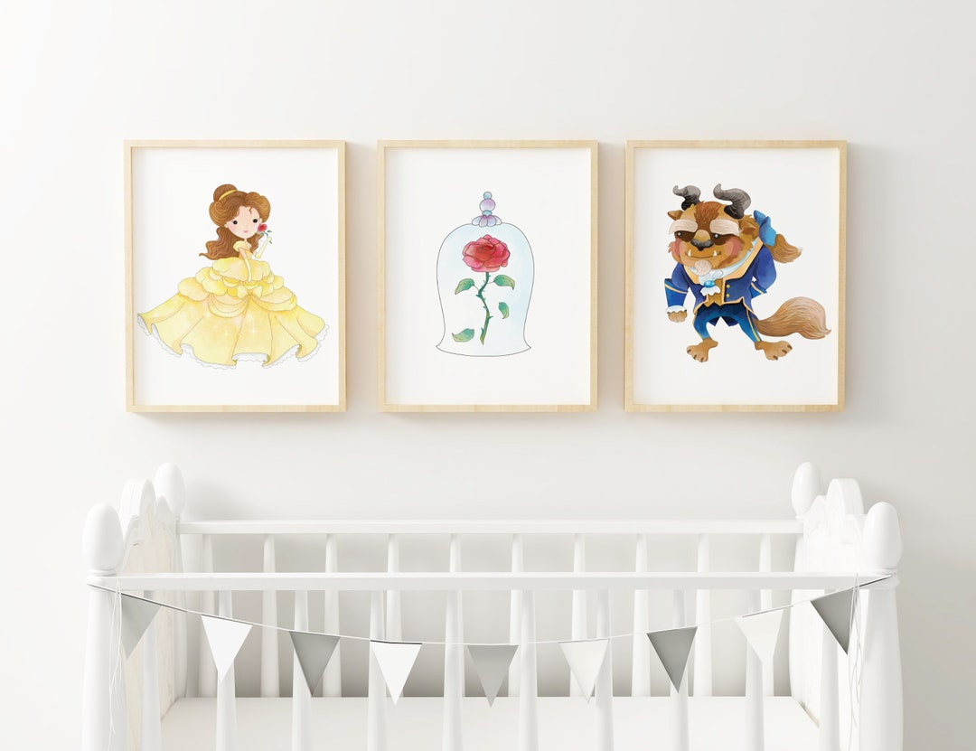 Beauty and the Beast Nursery Girls Room Wall Art Decor Print Etsy