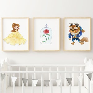 Beauty and the Beast Nursery Girls Room Wall Art Decor Print Etsy