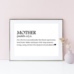 Mother Definition Inspirational Quote Art Print Digital Decor Mother&#39;s Day Gift