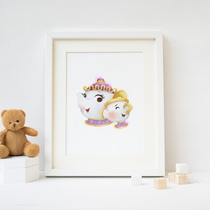 Beauty and the Beast Mrs Potts Chip Nursery Girls Room Wall Art Decor Print