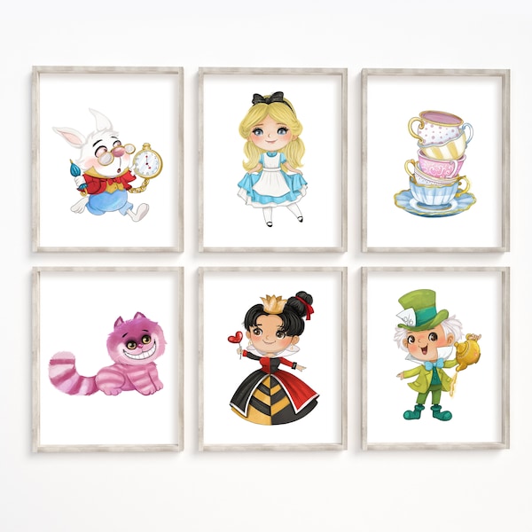 Impresión de decoración de pared para habitación infantil de niñas y niños inspirada en Alicia en el País de las Maravillas
