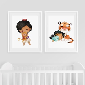 Princess Jasmine & Aladdin Nursery Girls Room Wall Art Decor Print