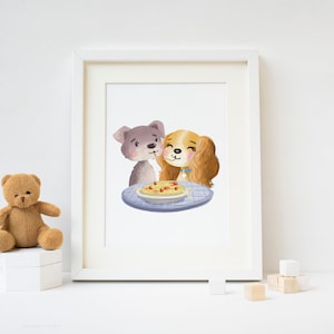 Lady and the Tramp Nursery Girls Boys Room Wall Art Decor Print