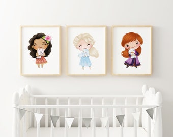 Set of Princess Nursery Girls Room Wall Art Decor Print