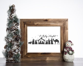 Christmas Nativity O Holy Night  Digital Art Print Decor