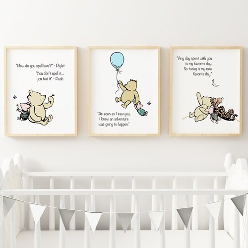 Winnie the Pooh Print Classic Pooh and Piglet Home Decor Etsy