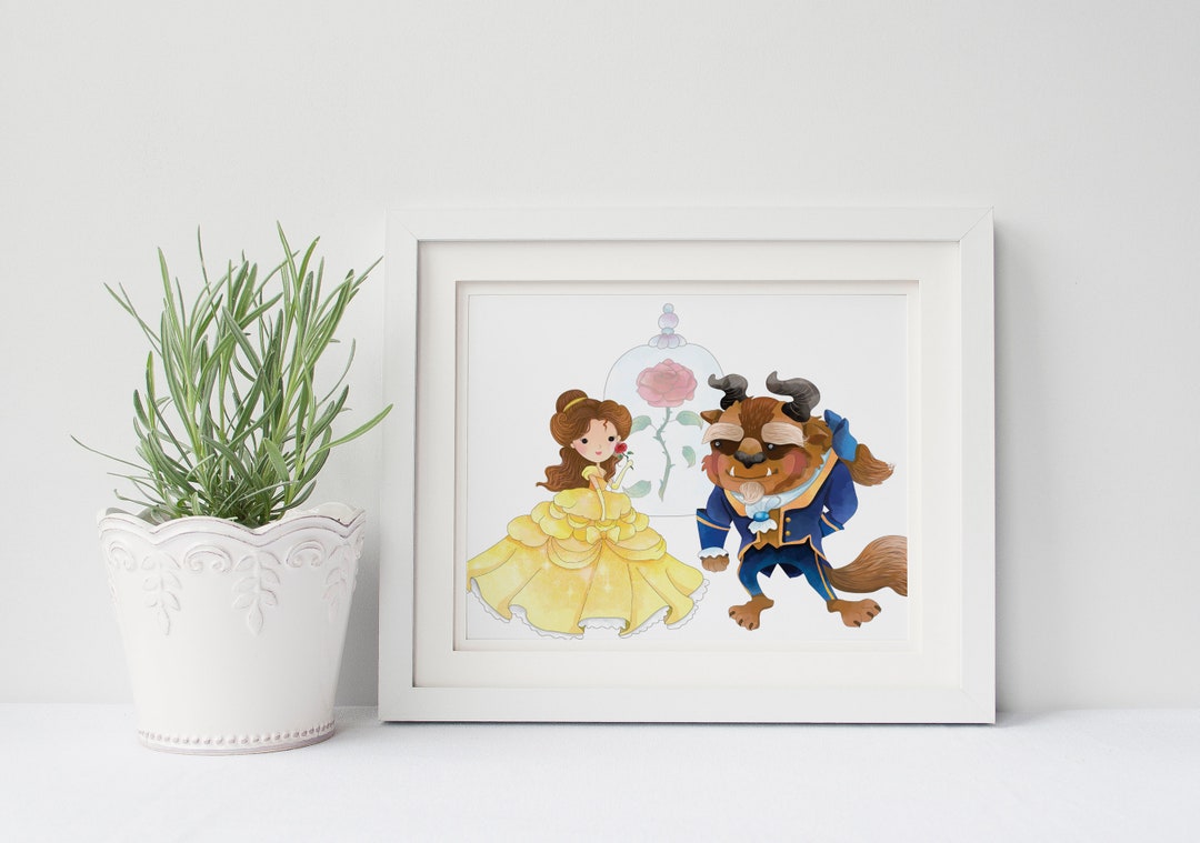 Beauty and the Beast Nursery Girls Room Wall Art Decor Print Etsy