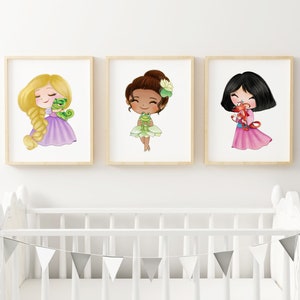 Set of Princess Nursery Girls Room Wall Art Decor Print