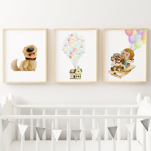 Op film geïnspireerde ballonnen kinderkamer meisjes jongenskamer Wall Art Decor Print
