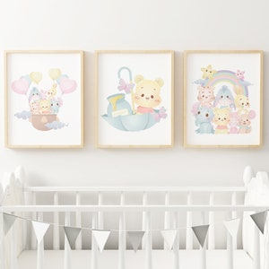 Set of 3 Winnie the Pooh Nursery Art Decor Prints