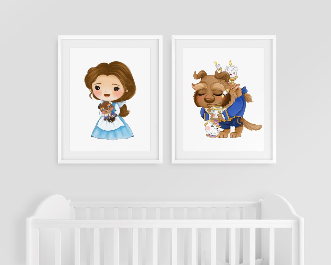 Beauty and the Beast Nursery Girls Room Wall Art Decor Print Etsy