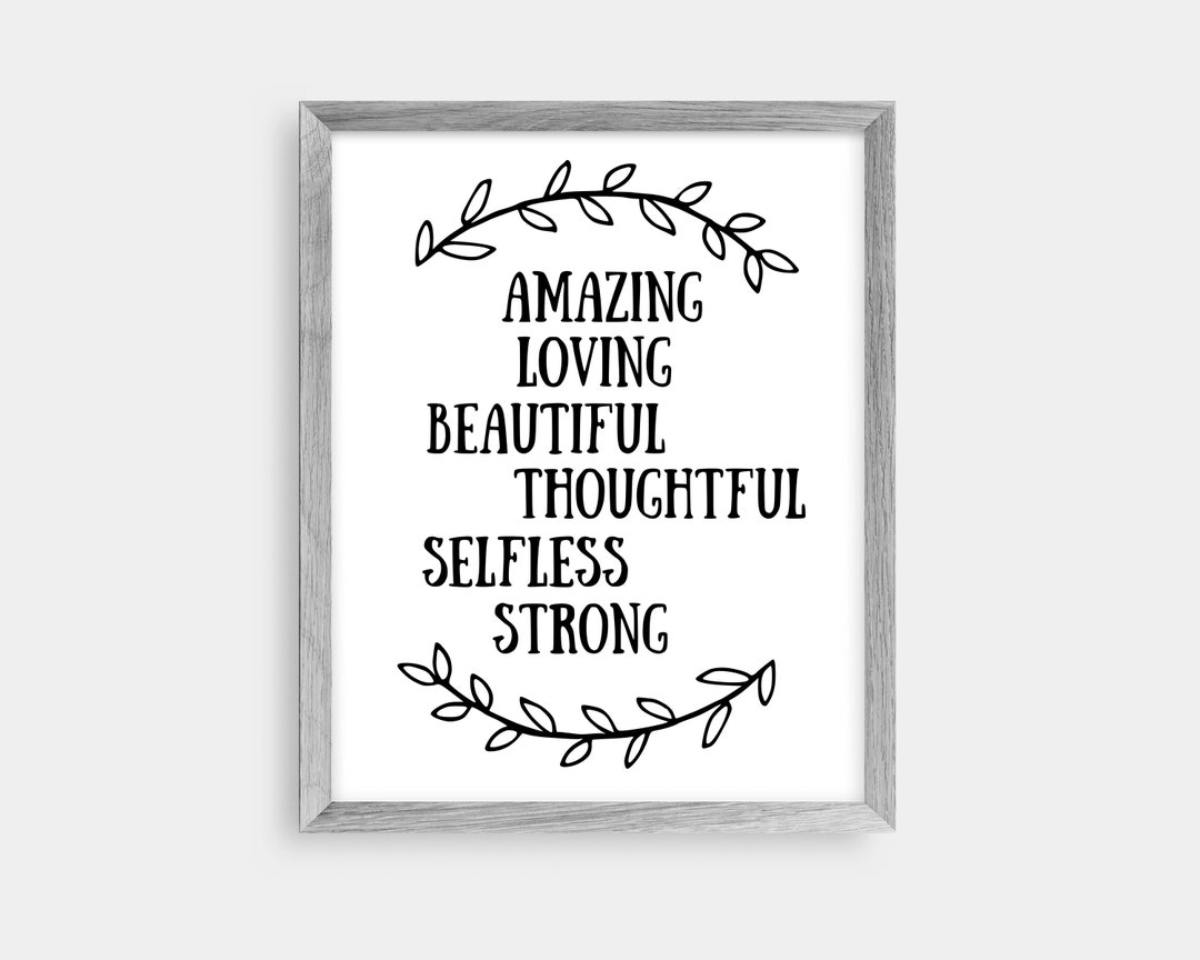 Mother Inspirational Quote Art Print Digital Decor Mother's Day Gift ...