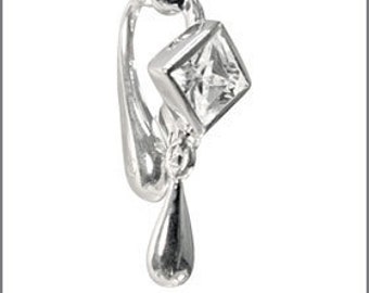 Best Clear Diamond CZ Fake Belly Button Rings Clip-On Non Piercing Silver Plated Navel Body Jewellery