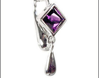 Best Purple Diamond Drop CZ Fake Belly Button Rings Clip-On Non Piercing Silver Plated Navel Body Jewellery