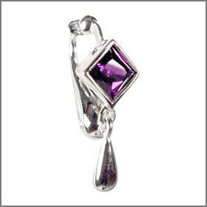 Best Purple Diamond Drop CZ Fake Belly Button Rings Clip-On Non Piercing Silver Plated Navel Body Jewellery image 1