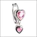 Best Double Heart Pink Drop Fake Belly Button Rings Clip-On Non Piercing Silver Plated Navel Body Jewellery