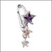 Best Purple &Pink Triple Star Fake Belly Button Rings Clip-On Non Piercing Silver Plated Navel Body Jewellery