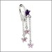 Best Shooting Stars Purple & Pink Fake Belly Button Rings Clip-On Non Piercing Silver Plated Navel Body Jewellery