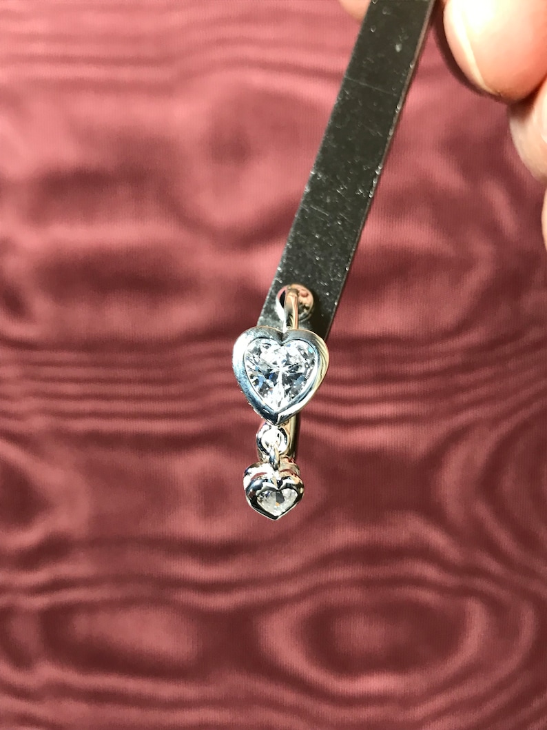 Beste Doppel klar Herz Fake Bauchnabel Ringe Clip-On Non Piercing Silber überzogene Nabel-Körper-Schmucksachen Bild 5
