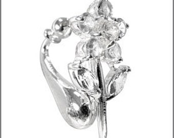 Beste klare Blume Fake Bauchnabel Ringe Clip-On Non Piercing Silber überzogene Nabel-Körperschmuck