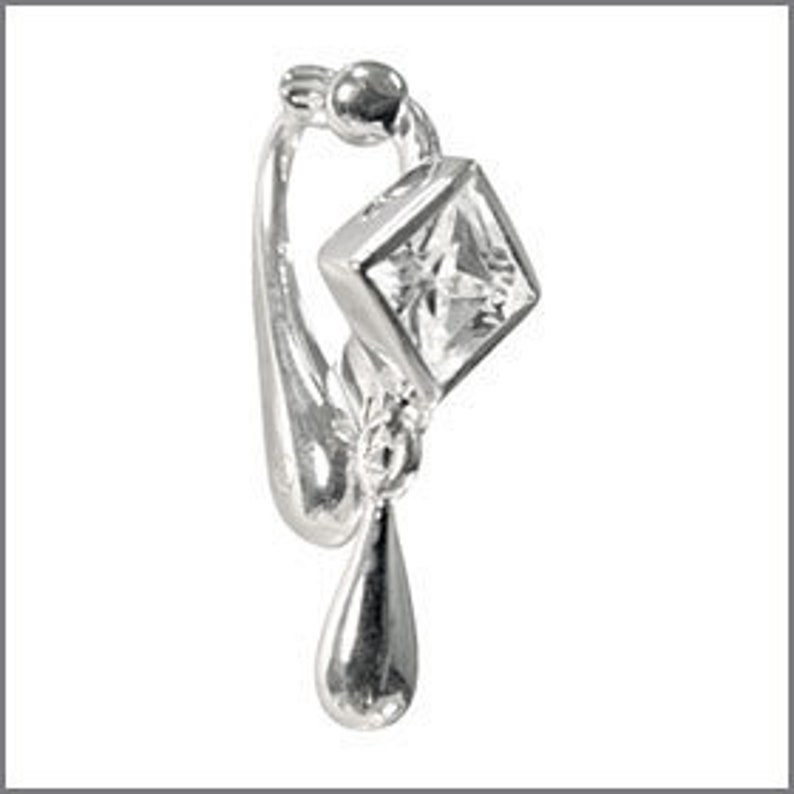 Best Clear Diamond CZ Fake Belly Button Rings Clip-On Non Piercing Silver Plated Navel Body Jewellery 