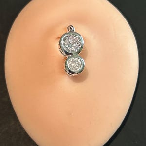 Piercing para el ombligo con circonita cúbica de cristal: chapado en plata, no perforante