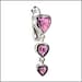 Best Pink Heart Trilogy Fake Belly Button Rings Clip-On Non Piercing Silver Plated Navel Body Jewellery
