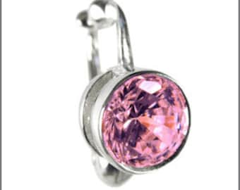 Best Single Pink CZ Fake Belly Button Rings Clip-On Non Piercing Silver Plated Navel Body Jewellery