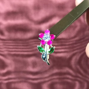 Best Red & Green CZ Flower Fake Belly Button Rings Clip-On Non Piercing Silver Plated Navel Body Jewellery image 3