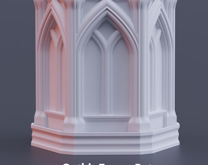 Gothic Tower Pot, Matches Gothic Tower Moss Pole, Houseplant Pots with Tray, Indoor Plant Pots