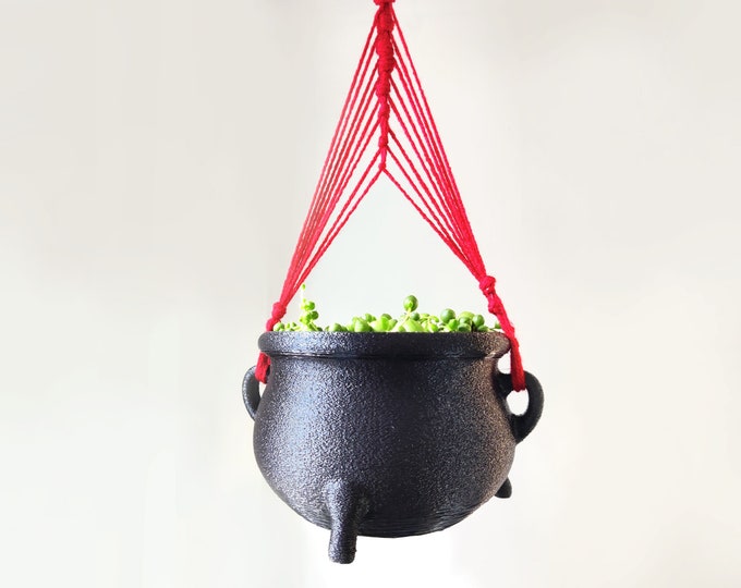 Cauldron Planter with Drainage, 3D Printable STL, Pot with Saucer, Hanging Planter Indoor with Drainage, Witchy Cottagecore Home Decor Gift