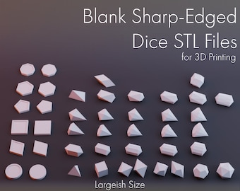 Blank Sharp-Edged Dice STL Files for 3D Printing - Largeish Size