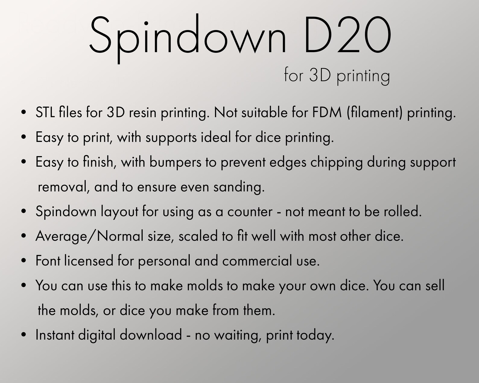 3D Printable Spindown D20: Printable Dice Masters Stls for 3D - Etsy