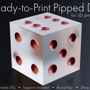 Pipped D6 imprimível em 3D: pips redondos, dados pontiagudos com bordas afiadas, STLs para impressão 3D, pré-suportados, prontos para imprimir, dados mestres imprimíveis