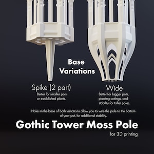Gothic Tower Stackable Moss Pole STLs for 3D printing, Plant Totem, Modular Self-Watering Pole, Climbing Plant Supports Indoor, Trellis image 4