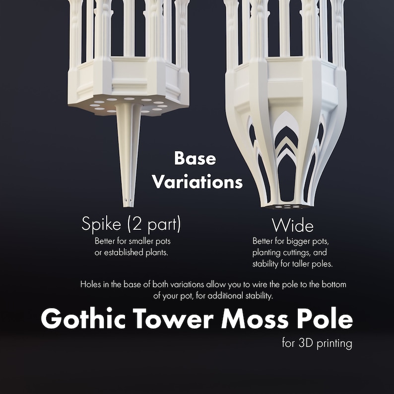 Gothic Tower Stackable Moss Pole Stls for 3D Printing Plant Etsy