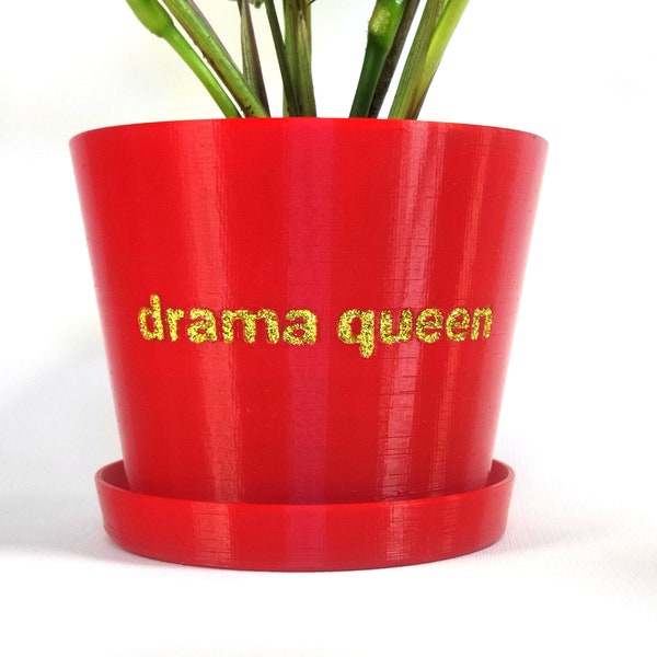 Drama Queen Planter with Drainage & Saucer, 3D Printable STL Files, Funny Plant Pot, Gift for Plant Lover, Quirky Home Decor, Novelty Pot