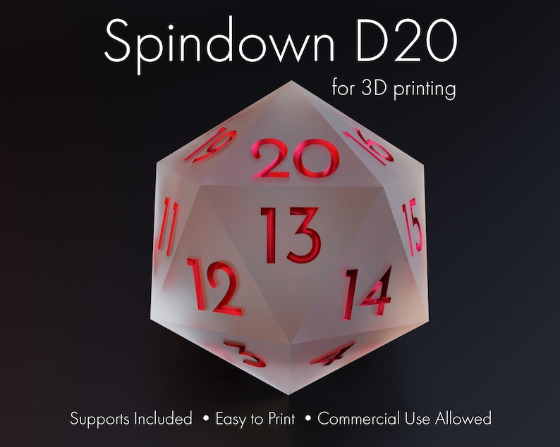 3D Printable Spindown D20 Printable Dice Masters Stls for 3D Etsy