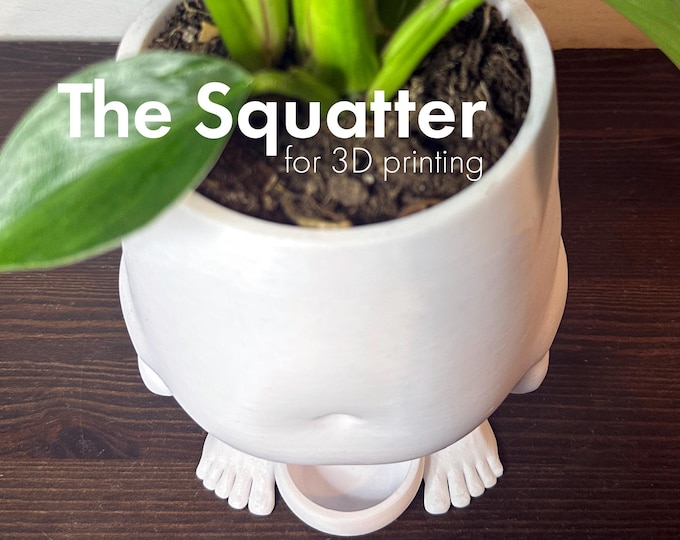 The Squatter - Mature 3D Printable Novelty Pot, Unique Weird Indoor Planter with Drainage, Funny Plant Parent White Elephant Gift