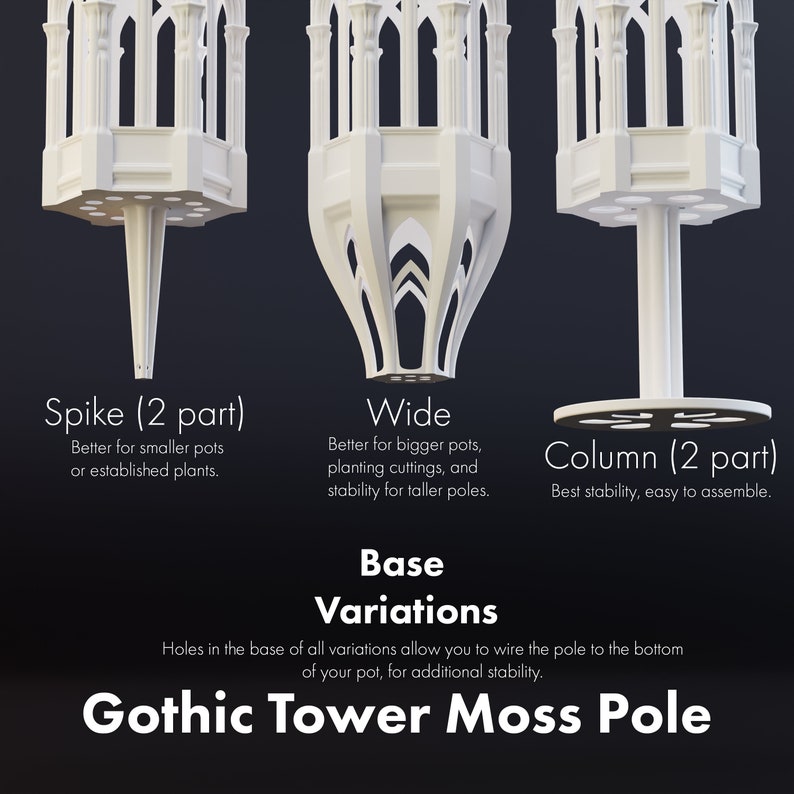 Perche empilable en mousse, tour gothique, totem végétal, perche modulaire d'arrosage automatique, imprimée en 3D, supports pour plantes grimpantes d'intérieur, treillis pour plantes image 6