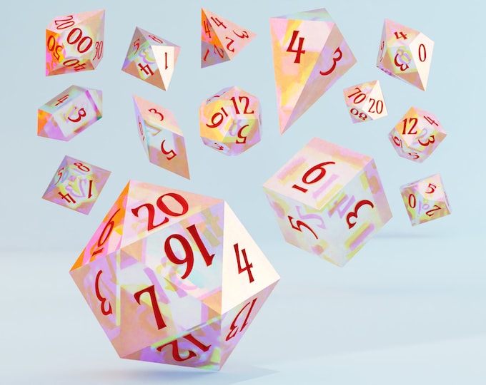 Ready-to-Print Sharp-Edged Dice Set for 3D Printing (Average/Normal Size, Amarante Font), Dice Masters Set, Presupported, Supports Included