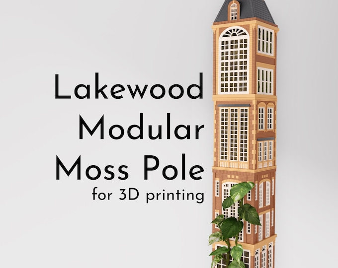 Lakewood Modular Brick Moss Pole STLs for 3D Printing, Climbing Plant Supports Indoor, Trellis for Monstera or Pothos, Stackable Plant Totem