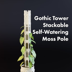 Perche empilable en mousse, tour gothique, totem végétal, perche modulaire d'arrosage automatique, imprimée en 3D, supports pour plantes grimpantes d'intérieur, treillis pour plantes image 1