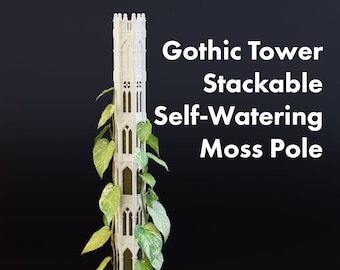 Gothic Tower Stackable Moss Pole, Plant Totem, 3D Printed Modular Self-Watering Pole, Climbing Plant Supports Indoor, Plant Trellis