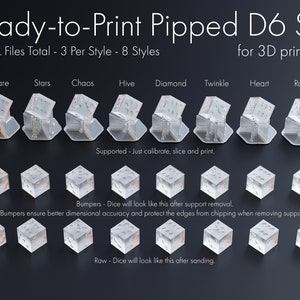 3D Printable Pipped D6 Set: Set of 8, Sharp-edged Pipped Dice, Stls for ...