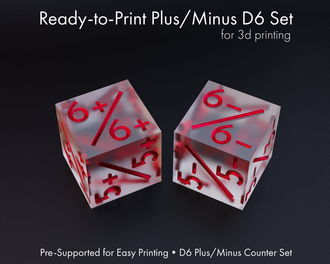 3D Printable Plus Minus D6 Set: Mtg Counters, Dice Tokens, Mtg Power ...